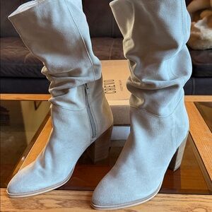 Crevo Women's Slouchy Mid-Calf Boots in beige Suede size 8M